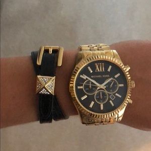 Black Michael Kors wrap bracelet with rhinestone